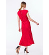 Дълга червена рокля с флорални мотиви-1 снимка