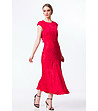 Дълга червена рокля с флорални мотиви-2 снимка