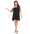 Черна рокля с тюл на точки Karra-0 снимка