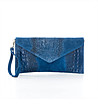 Синя кожена дамска чанта тип клъч Tammy-0 снимка