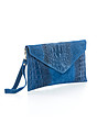 Синя кожена дамска чанта тип клъч Tammy-1 снимка