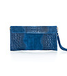 Синя кожена дамска чанта тип клъч Tammy-2 снимка