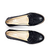 Черни кожени дамски обувки с пискюли-4 снимка