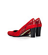 Червени кожени дамски обувки с контрастни елементи-1 снимка