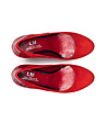 Червени кожени дамски обувки с контрастни елементи-3 снимка