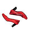 Червени велурени дамски обувки с контрастни елементи-4 снимка