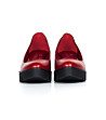 Червени кожени дамски обувки с платформа-2 снимка