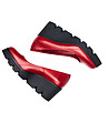Червени кожени дамски обувки с платформа-4 снимка