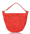 Червена дамска чанта с овална форма-0 снимка