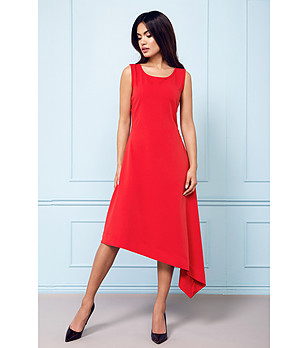 Червена асиметрична рокля Betsey снимка