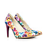 Многоцветни кожени дамски обувки на цветя-3 снимка