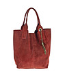 Червена кожена дамска чанта Amanda-0 снимка