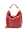 Дамска кожена червена чанта с пискюл Bridget-0 снимка