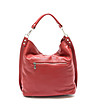 Дамска кожена червена чанта с пискюл Bridget-1 снимка