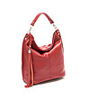 Дамска кожена червена чанта с пискюл Bridget-2 снимка