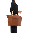 Дамска кожена чанта в цвят коняк Estelle-4 снимка