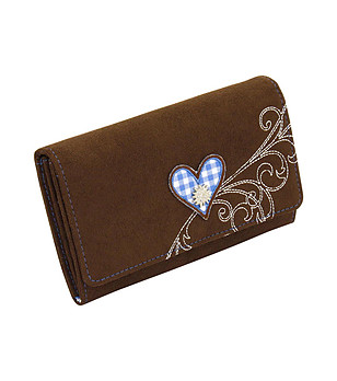 Дамски портфейл в тъмнокафяво със синьо сърце Bavaria снимка