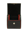 Малка черна кутия за часовник с червени шевове Carbon-2 снимка