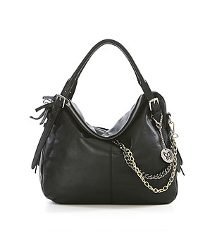 Черна дамска чанта от естествена кожа Renata снимка