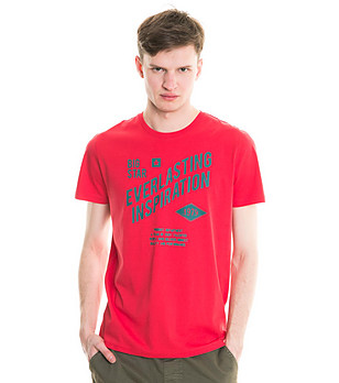Червена мъжка памучна тениска Dane снимка