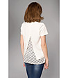 Памучна дамска блуза в цвят екрю и подплата с принт-1 снимка