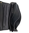 Черна кожена чанта с контрастни шевове-3 снимка