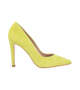 Велурени дамски обувки в цвят лайм Avelia снимка