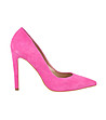 Велурени дамски розови обувки на ток Avelia-0 снимка