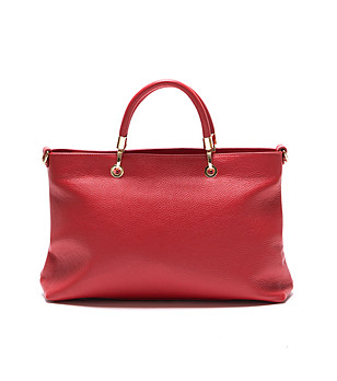 Червена кожена дамска чанта Eunice снимка