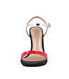 Дамски кожени сандали в червено, черно и сребристо Zira-3 снимка
