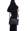 Синя кожена дамска чанта тип клъч Valerie-4 снимка
