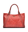 Дамска червена кожена чанта Stella-0 снимка