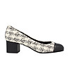 Дамски обувки в бяло и черно от естествена кожа и текстил Linda-0 снимка