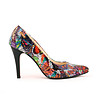 Многоцветни кожени дамски обувки тип мозайка на ток Katie-0 снимка