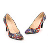 Многоцветни кожени дамски обувки тип мозайка на ток Katie-1 снимка