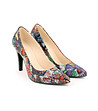 Многоцветни кожени дамски обувки тип мозайка на ток Katie-2 снимка