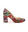 Многоцветни кожени дамски обувки на ток с принт Marieline-0 снимка
