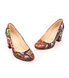 Многоцветни кожени дамски обувки на ток с принт Marieline-1 снимка