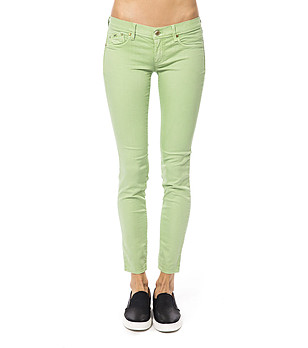 Светлозелен дамски панталон Helena с памук снимка