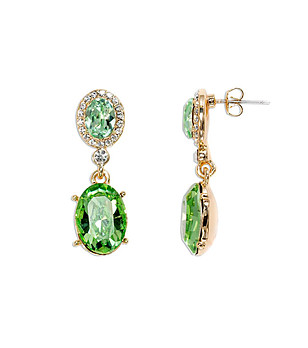 Висящи дамски обеци със зелени кристали Luz снимка