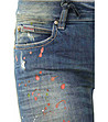 Дамски памучни дънки в син нюанс с контрастен принт-4 снимка