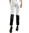 Дамски памучен панталон в бяло и черно с износен ефект-1 снимка