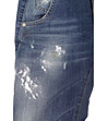 Памучни дамски 9/10 дънки в син нюанс с принт-4 снимка
