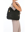 Дамска кожена чанта в черно Berta-4 снимка