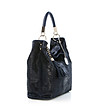 Тъмносиня кожена дамска чанта с една дръжка Helena-2 снимка