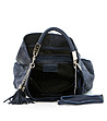 Тъмносиня кожена дамска чанта с една дръжка Helena-3 снимка