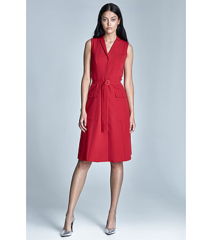 Червена рокля с колан Joliet снимка