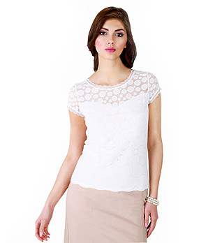 Дамска блуза в цвят екрю с покритие от дантела Rene снимка