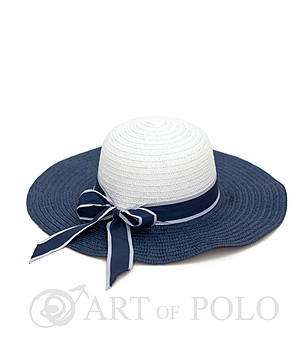 Лятна дамска шапка в бяло и тъмносиньо Werona снимка