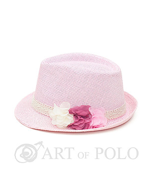 Розова дамска шапка с декоративни цветя Iris снимка